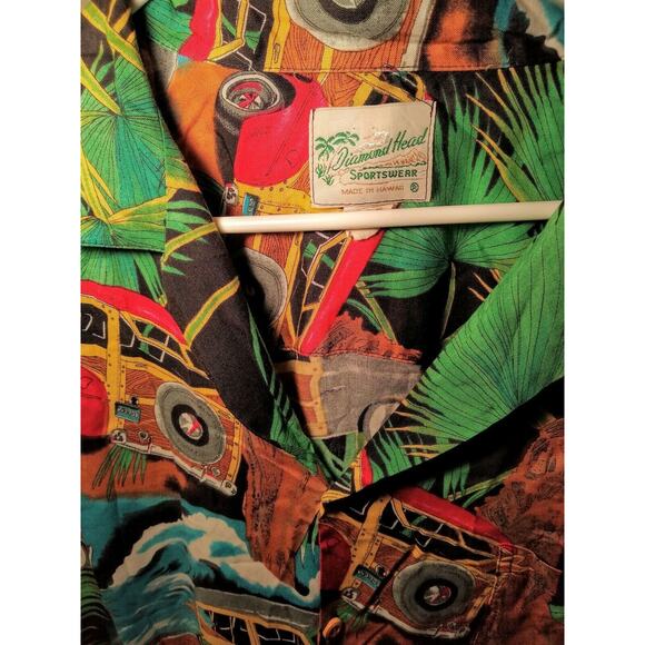 Vtg Mens XL Diamond Head Sportswear Hawaiian Shirt Woodie Waves Windmill Palms - Picture 5 of 5
